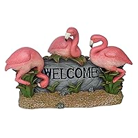 Pink Flamingo Welcome Statue, Multicolored 14.5