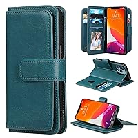 Phone Cover Wallet Folio Case for Oppo A5S, Premium PU Leather Slim Fit Cover for Oppo A5S, 9 Card Slots, 1 Photo Frame Slot, Nice Fitting, Green