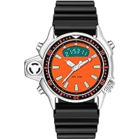 Men's Watch Analogue Digital Waterproof Original Military Watch Luminous Stopwatch Alarm Clock Sports Watches Men's Digital Women's Watch Multifunction Black Silver, Black orange, Strap.