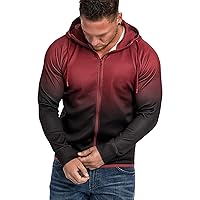 Men's Sports Gradient Cardigan Hoodie 3D Digital Printing Zipper Cardigan Fitness Sweatshirt Full Zip Hooded