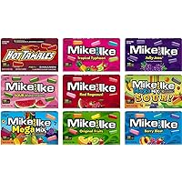 Mike & Ike Chewy Candy, Theater Box, Variety Box, 4.25 Ounce, 1 Box each Flavor, 9 Boxes Total (Original, Mega, Tropical, Berry, Jolly, Red, Tamales, Mega Sour, Watermelon)