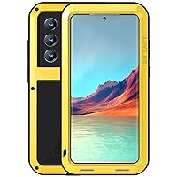 Metal Case Compatible with Samsung Galaxy S22/S22 Plus/S22 Ultra 10 FT Military Drop Protection Full Body Military Grade Shockproof Dustproof Cover (Yellow,S22 Plus)