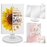 Sunflower Gifts for Women on Mothers Day, Sunflower Birthday Gifts for Sunflower Lovers, Sunflower Makeup Mirror with Lights Gift, Sunflower Lighted Make Up Mirror Gifts for Mom, Girls