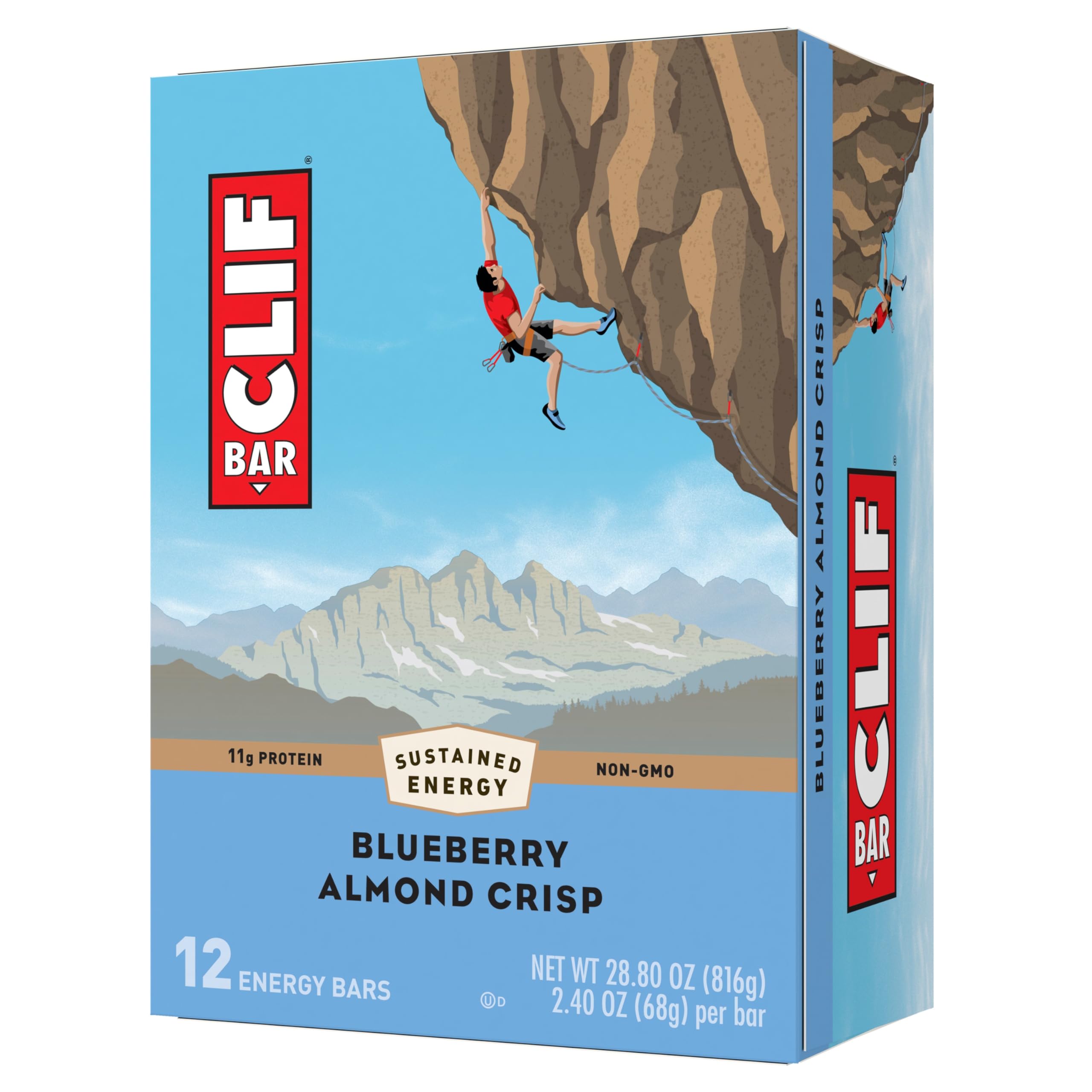 CLIF BAR - Peanut Butter Banana with Dark Chocolate Flavor & - Blueberry Almond Crisp - Made with Organic Oats - Non-GMO - Plant Based - Energy Bars - 2.4 oz. (12 Pack)