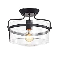 Warehouse of Tiffany CM018/1 Merwin 1-Light Matte Black Semi-Flush Ceiling Lamp Flushmount