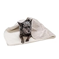 Waterproof & Self-Warming Throw Blanket for Dogs & Indoor Cats, Washable & Reflects Body Heat - Terry & Sherpa Dog Blanket - Dove, Medium