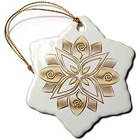 3dRose Anne Marie Baugh - Flowers - Pretty Gold Effect Flower Design - Ornaments (orn-213965-1)