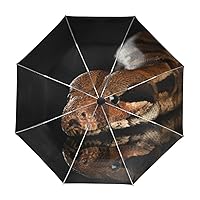 ALAZA Snake Boa Constrictor Travel Umbrella Auto Open Close UV Protection Windproof