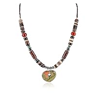 $250Tag Heart Certified Silver Navajo Natural Turquoise Native Necklace 15917-1 Made by Loma Siiva