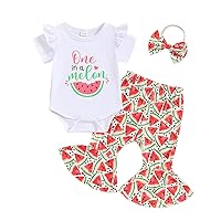 Fernvia Toddler Baby Girl Birthday Photography Outfits Doughnut T-Shirts Tops Bell Bottom Pants 3Pcs Summer Clothes