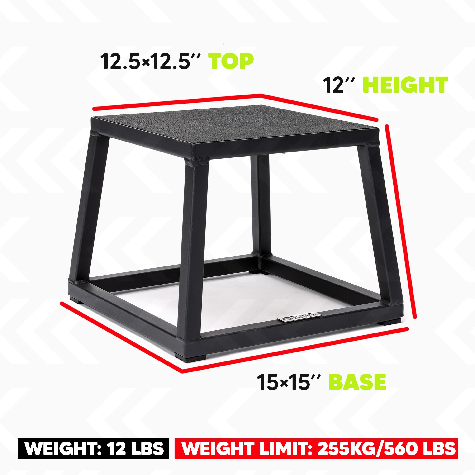 Rage Fitness Steel PlyoBox12-18-24-30Inch High Anti-SlipPlyometric JumpBoxes For Agility,Stamina And Conditioning StrengthTraining(Sold Individually)Plyometric Platform Step Up Box Jump For Home & Gym