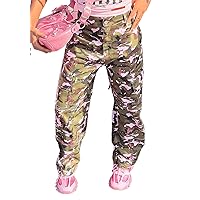 Women Camo Cargo Pants High Waist Baggy Wide Leg Camouflage Army Fatigue Joggers Trousers Slim Fit Pocket Sweatpants