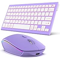Wireless Keyboard Mouse, Ultra Slim Bluetooth 2.4G Slient Wireless Keyboard and Mouse Combo with Backlit, Multi-Device USB Rechargeable Keyboard Mouse for Laptop PC Windows Desk (Purple)