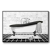Renditions Gallery Floater Framed Wall Art for Home Decor White Modern Bath Canvas Artwork for Home Kitchen Bedroom - 25