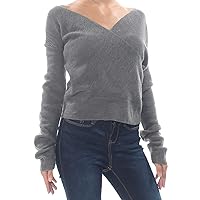 Women's Surplice On or Off Shoulder Sweater Medium Heather Grey Large