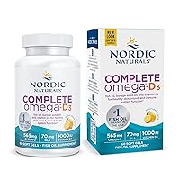 Complete Omega-D3, Lemon Flavor - 565 mg Omega-3 + 70 mg GLA + 1000 IU Vitamin D3-60 Soft Gels - EPA & DHA - Healthy Skin & Joints, Cognition, Positive Mood - Non-GMO - 30 Servings