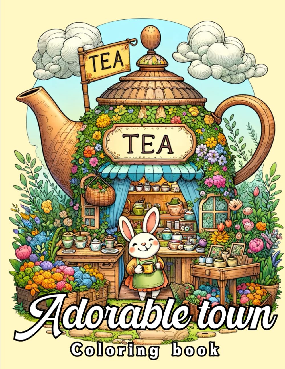 Adorable Town Coloring Book: Adult Cute World Coloring Pages with Tiny Creatures for Relaxation and Stress Relief