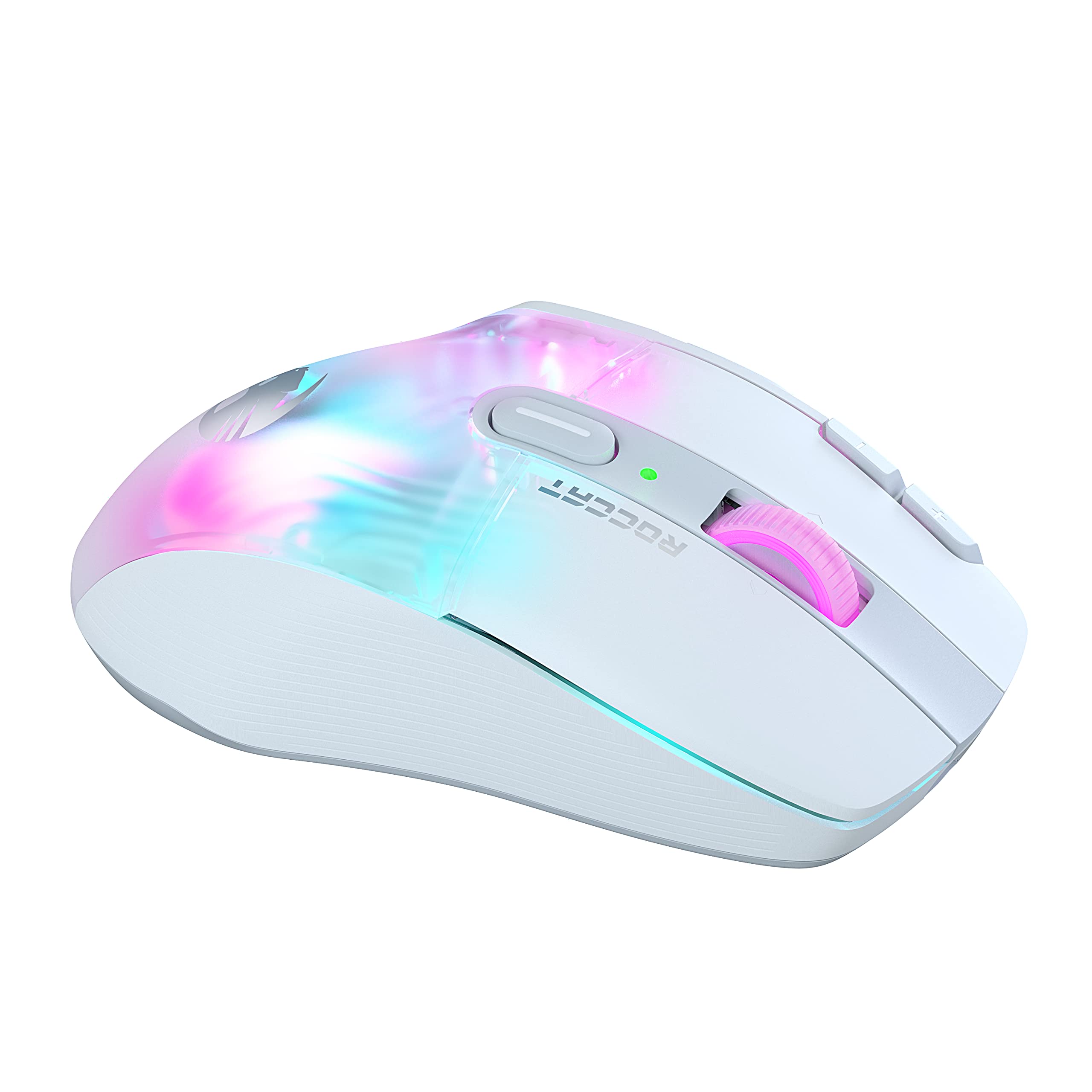 ROCCAT Kone XP Air – Wireless Customizable Ergonomic RGB Gaming Mouse, 19K DPI Optical Sensor, 100-hour Battery & Charging Dock, 29 Programmable Inputs & AIMO RGB Lighting, 4D Wheel – White