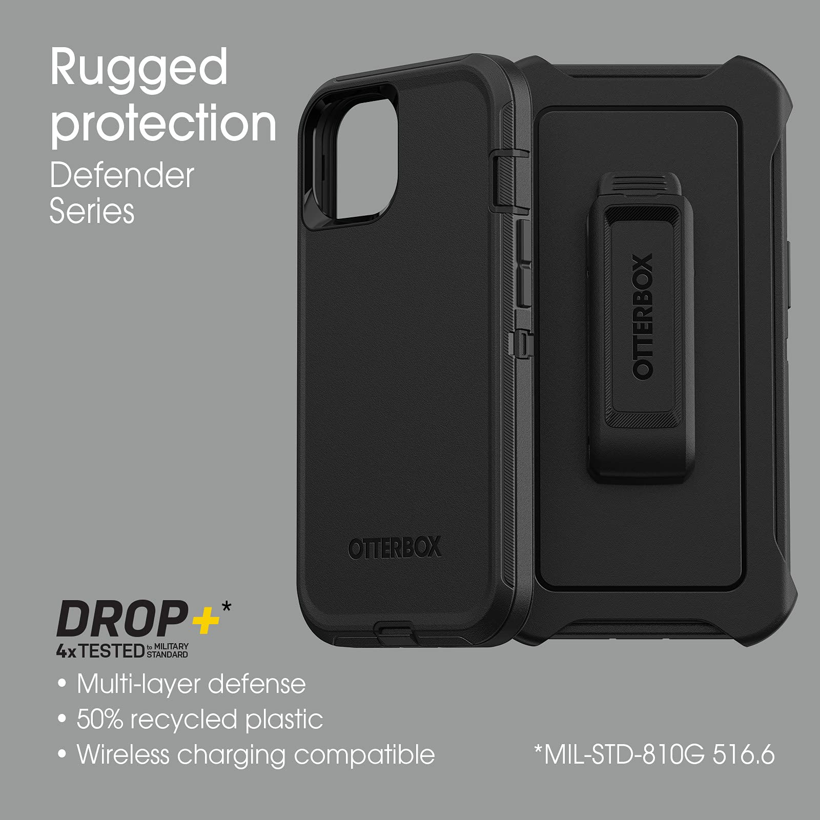 OtterBox iPhone 13 (ONLY) Defender Series Case - BLACK/REALTREE (CAMO), rugged & durable, with port protection, includes holster clip kickstand