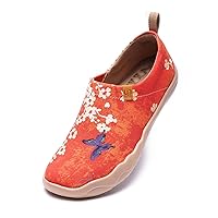 UIN Women's Fashion Floral Art Sneaker Painted Canvas Slip-On Ladies Travel Shoes