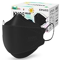 Kids KN95 Face Masks for Children 100 Pack, Breathable Comfortable and Disposable KN95 Mask, Black