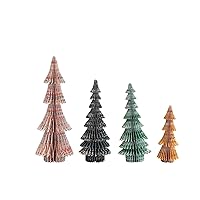 Creative Co-Op 3-1/4' Round x 9' H, 2-3/4' Round x 6-3/4'H, 2-3/4' Round x 6-1/2'H & 1-3/4' Round x 5' H Handmade Recycled Paper Folding Honeycomb Trees w/Chintz Patterns, Multi Color, Set of 4