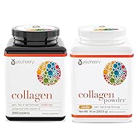Youtheory Collagen Advanced with Vitamin C, 290 Count (1 Bottle) Collagen Powder, Vanilla, 10 Ounce