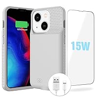 GIN FOXI 15W Fast Charging Battery Case for iPhone 14/14 Pro/13/13 Pro Charger Case, Powerful 7000mAh Extra Power Bank Rechargeable Battery Pack for iPhone 14&14Pro&13&13Pro, Grey