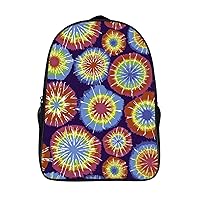 Rainbow Dots Tie Dye Travel Backpack 16 in Laptop Bag 2 Compartment Rucksack Business Daypack for Work Office