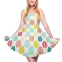Colorful Brain Pattern Women's Summer Dress Sleeveless Swing Sundress Casual Beach Tank Short Dresses