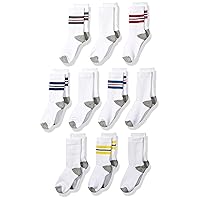 Amazon Essentials Boys and Toddlers' Cotton Crew Gym Socks, 10 Pairs