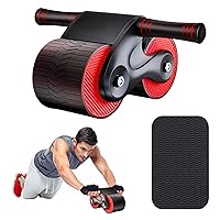 Ab Roller Wheel with Knee Pads Automatic Rebound Abdominal Wheel for Core Strength Training Home Gym Equipment Exercise and Fitness Machine for Men & Women