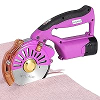 BAOSHISHAN Electric Fabric Rotary Cutter with 2x14.8V Battery Big Cordless Speed Adjustable Scissor 100mm/4inch Round Knife Leather Cutting Machine Suitable for Multi-Layer Fabric (Purple (Cordless))