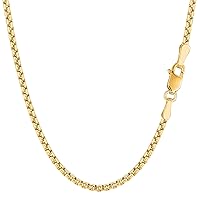 Jewelry Affairs 14k Yellow Gold Round Box Chain Necklace, 2.1mm