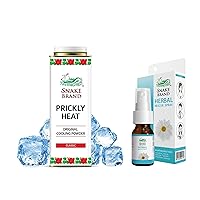 SNAKE BRAND Prickly Heat Cooling Powder Classic (9.9 Oz / 280g) and Herbal Throat Spray (15ml) Bundle - Beat The Heat Outside and Inside - Ultimate Relief Package