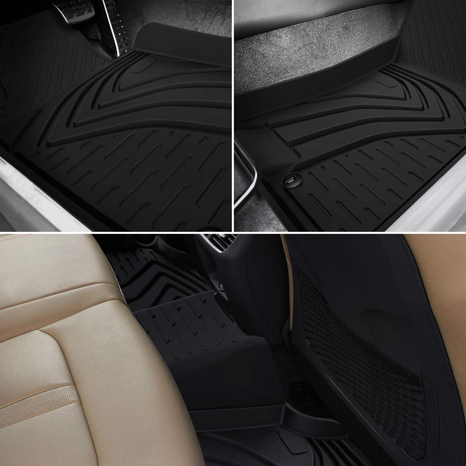 Mua KUST Custom Fit Floor Mats for 2021-2023 2024 KIA K5 (Only FWD Models)/2020-2023  2024 Hyundai Sonata Accessories All Weather Floor Mat Liners 1st and 2nd  Row Liners Black TPE trên Amazon