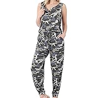 Women’s Casual Camouflage Sleeveless Jogger Jumpsuits Rompers Long Pant S-XL