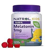 Natrol Kids Melatonin 1mg, Dietary Supplement for Restful Sleep, Sleep Gummies for Children, 90 Raspberry-Flavored Melatonin Gummies, 90 Day Supply