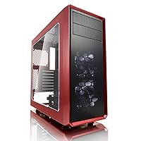 Fractal Design Focus G - Mid Tower Computer Case - ATX - High Airflow - 2X Fractal Design Silent LL Series 120mm White LED Fans Included - USB 3.0 - Window Side Panel - Red