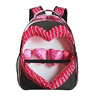 Valentine's Day Love Heart print Lightweight Bookbag Casual Laptop Backpack for Men Women College backpack