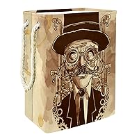 Laundry Hamper Hand Painted Steampunk Man Collapsible Laundry Baskets Firm Washing Bin Clothes Storage Organization for Bathroom Bedroom Dorm