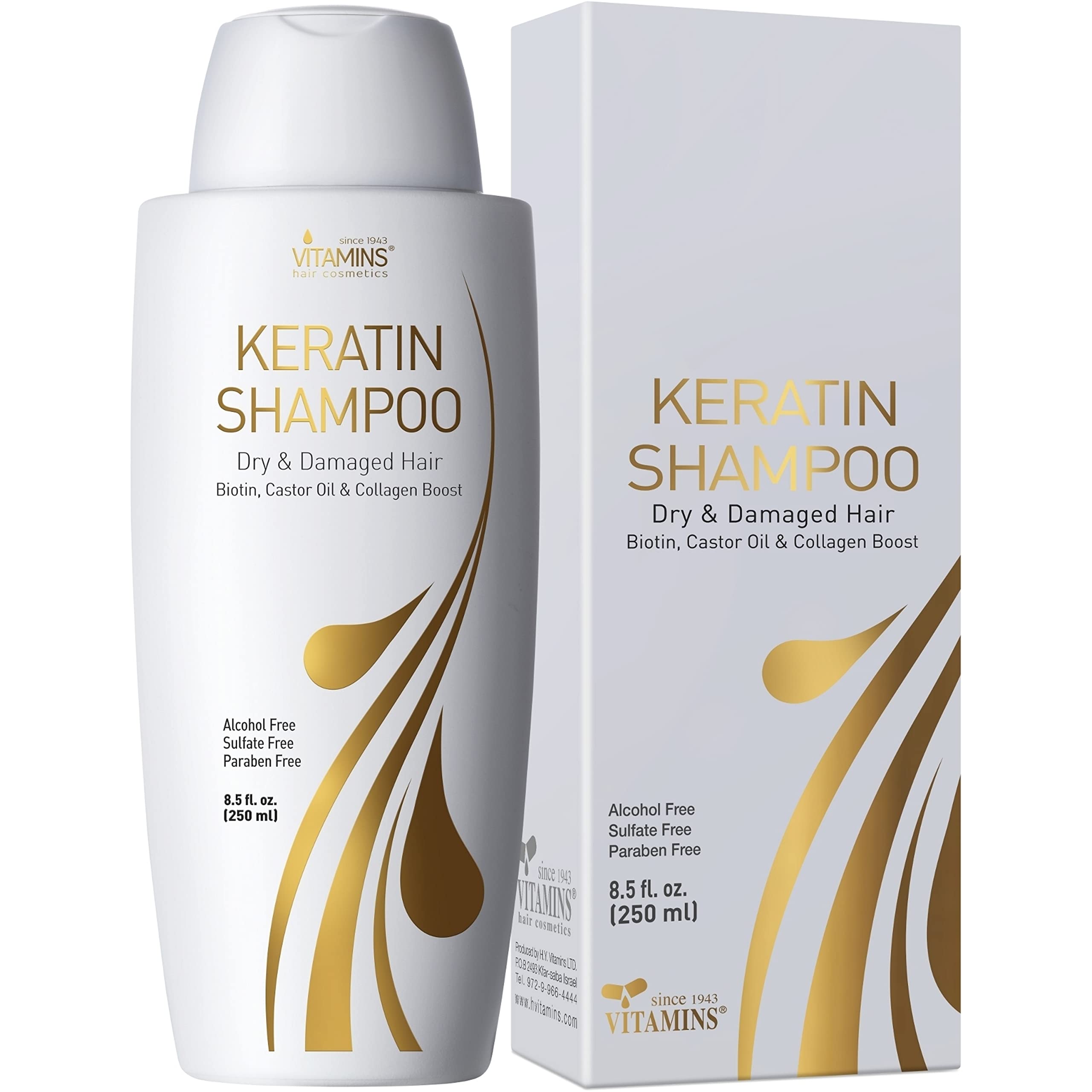 Mua Vitamins Keratin Shampoo Hair Treatment - Biotin and Collagen Protein  with Castor Oil for Curly Wavy and Straight Hair - Sulfate Free Product for  Dry Damaged or Color Treated Hair trên