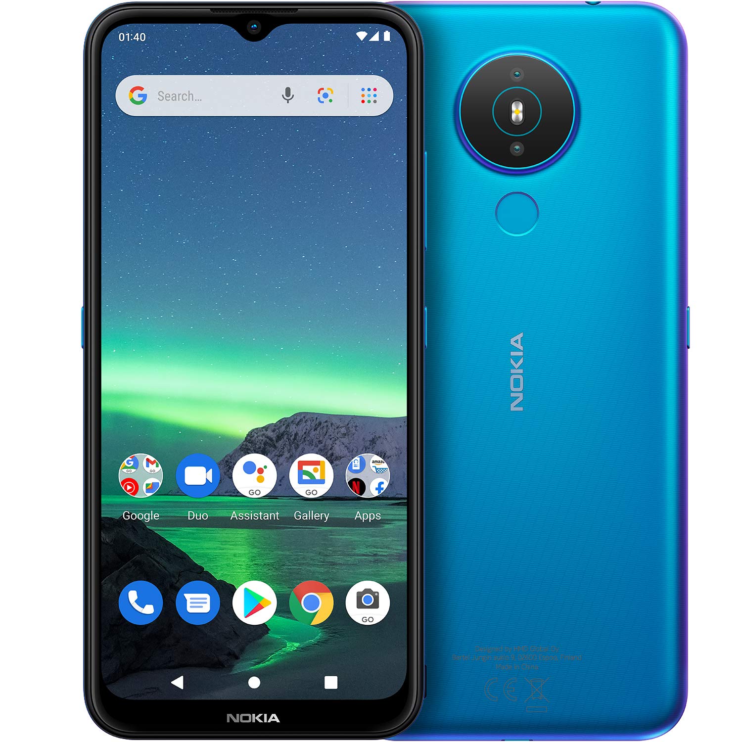Nokia 1.4 | Android 10 (Go Edition) | Unlocked Smartphone | 2-Day Battery | Dual SIM | US Version| 2/32GB | 6.51-Inch Screen | Fjord Blue