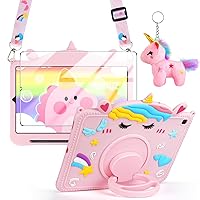 for Samsung Galaxy Tab S6 Lite 10.4 in Case 2022/2020 (SM-P610/P613/P615/P619) with Screen Protector Pencil Holder Handle Stand Keychain Strap Silicone Protective Tablet Cover for Kids Girls