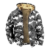 Zip Up Hoodie Men Winter Sherpa Lined Graphic Jacket Windproof Workout Oversized Coat Big And Tall Cool Windbreaker Outwear