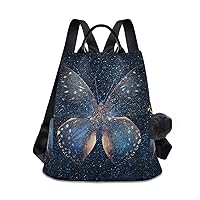 ALAZA Butterfly Stars Starry Night Sky Backpack Purse for Women Anti Theft Fashion Back Pack Shoulder Bag