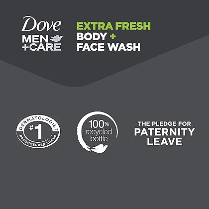 Dove Men+Care Body and Face Wash Pump for Dry Skin Extra Fresh More Moisturizing Than Typical Bodywash 23.5 oz