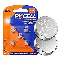 PKCELL AG3 1.5V Battery LR41 392 384 192 Button Alkaline Cell for Digital Thermometer- 5Count