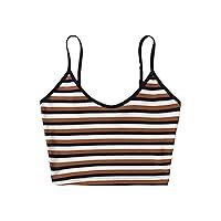 Milumia Women Casual Striped Spaghetti Strap Ribbed Knit Slim Fit Crop Top Camisole