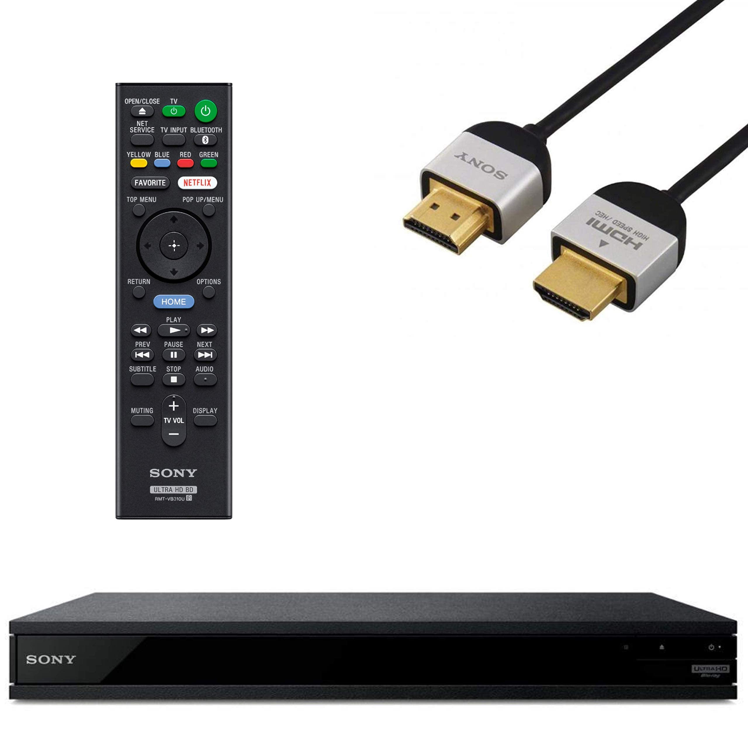 Sony UBPX800 Streaming 4K Ultra HD 3D Hi-Res Audio Wi-Fi and Bluetooth Built-in Blu-ray Player with A 4K HDMI Cable and Remote Control- Black
